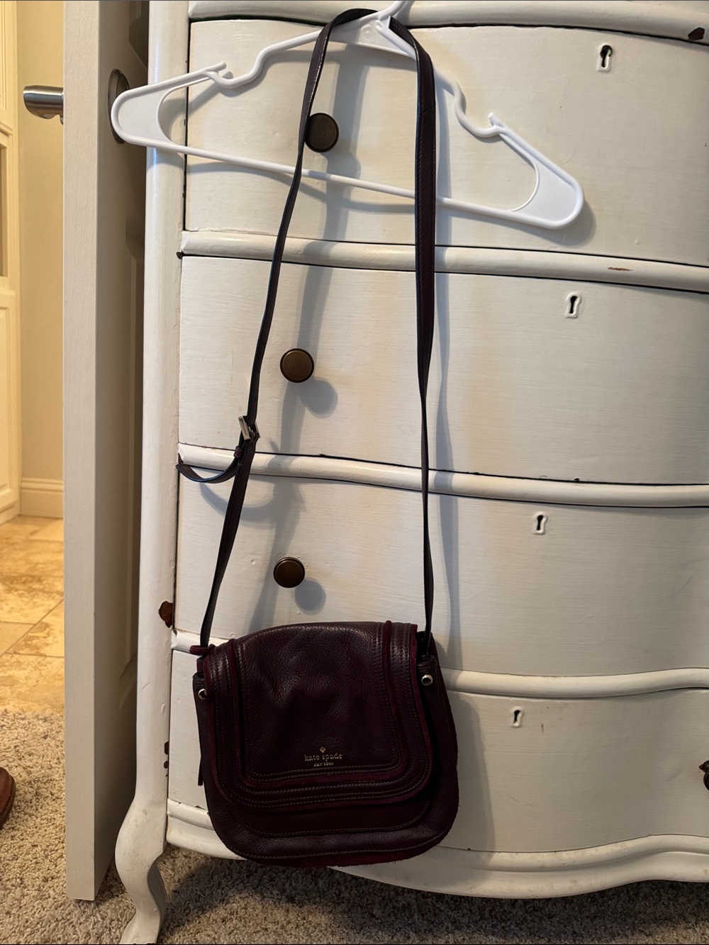kate spade Burgundy Pebbled Leather Crossbody